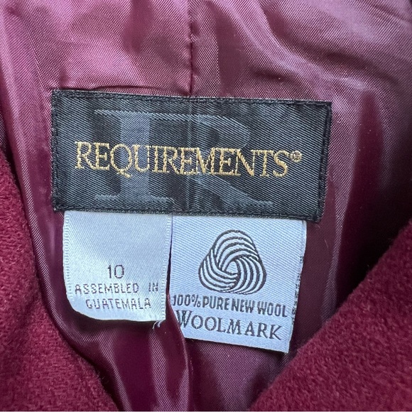 Vintage Requirements 100% Wool Full Zip-Up Pea Coat Dark Red Women's size 10 - Picture 4 of 11